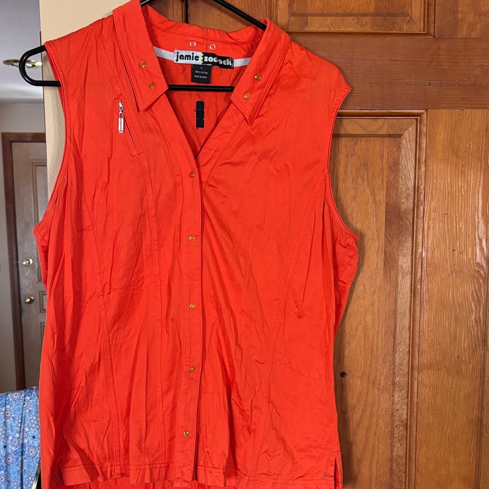 Jamie Sadock Vibrant Orange Sleeveless Blouse
